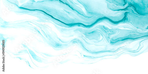 Abstract turquoise paint swirl and flowing water color effect and elegant and graceful movement and creative background design and decorative and modern and serene and artistic and dynamic 