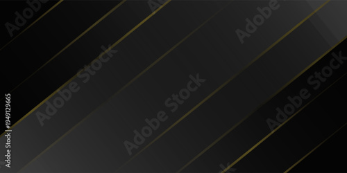 Black Business Paper with Gold Lines. 3D Abstract Polygonal Shiny Cover. Golden Silver Triangular Design. Crystal Luxury Gold Card. Royal Premium Geo Banner. New Year Christmas Squares Frame.