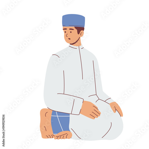 Illustration of an Man Shalat Salam right