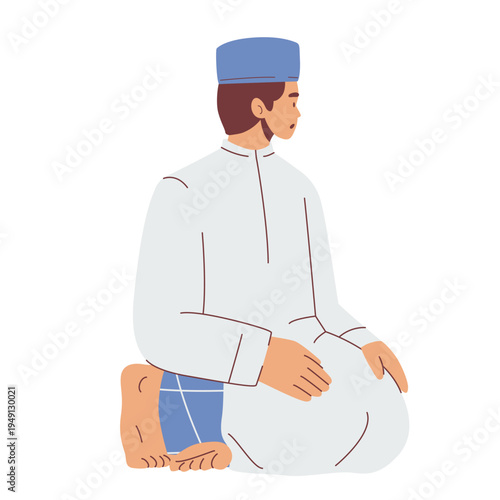 Illustration of an Man Shalat salam left