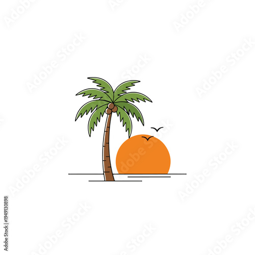vector illustration of a tropical island