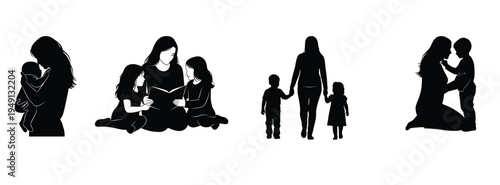 Mother's day silhouette celebrations family love