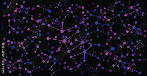 Abstract Molecule Network Background with Connected Dots and Lines Vector Pattern