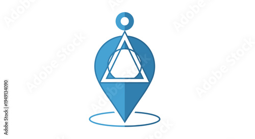 Abstract Geometric Triangle Location Pin Icon with Signal