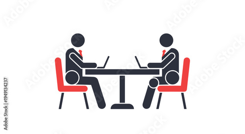 Business Meeting Discussion with Laptops Icon