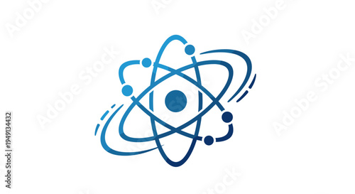 Modern Blue Atom Icon for Science and Technology Concepts