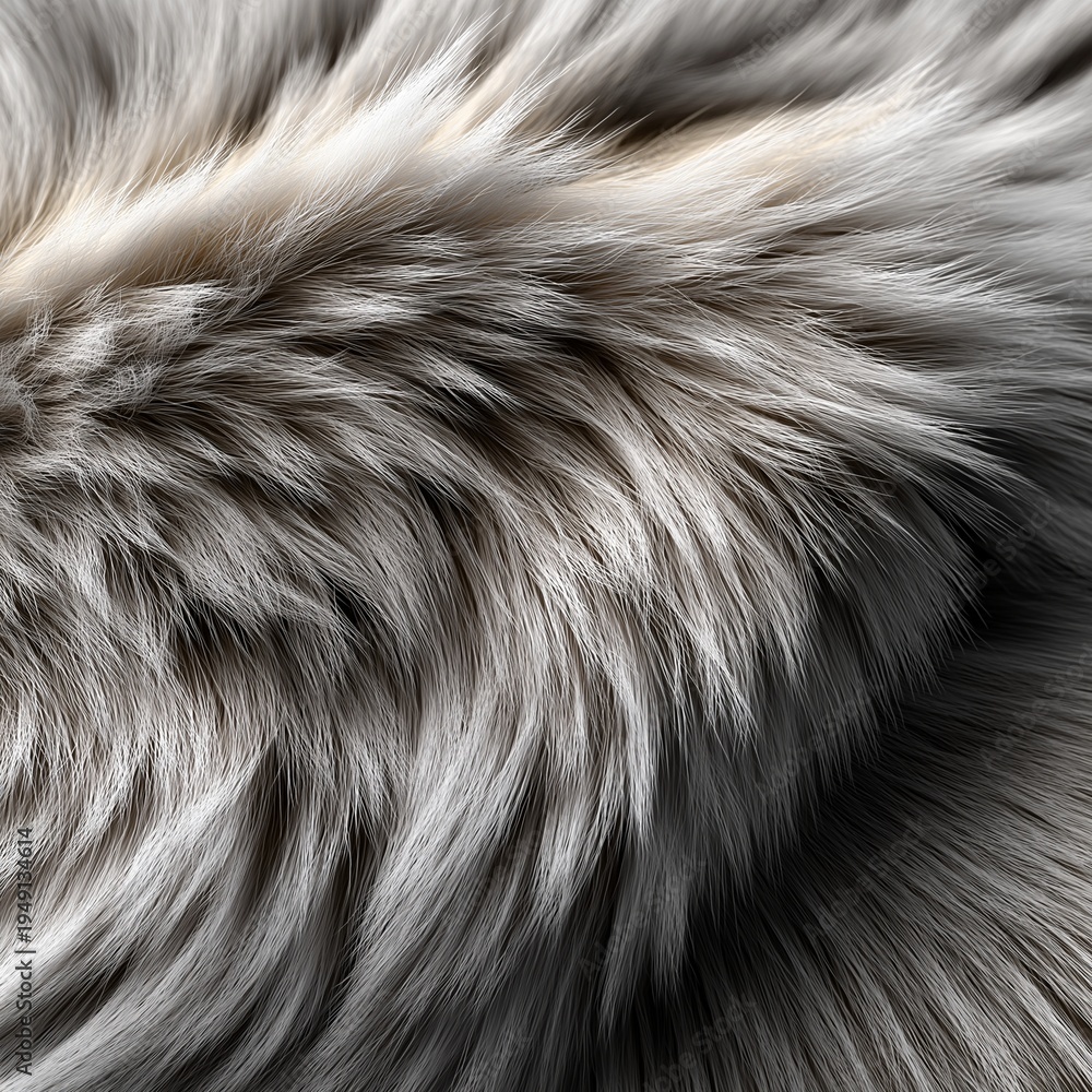 Naklejka premium Nahaufnahme grauer flauschiger Fellstruktur