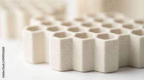 Konstfotografi Macro texture of a white honeycomb core material, advanced structural engineering and lightweight design