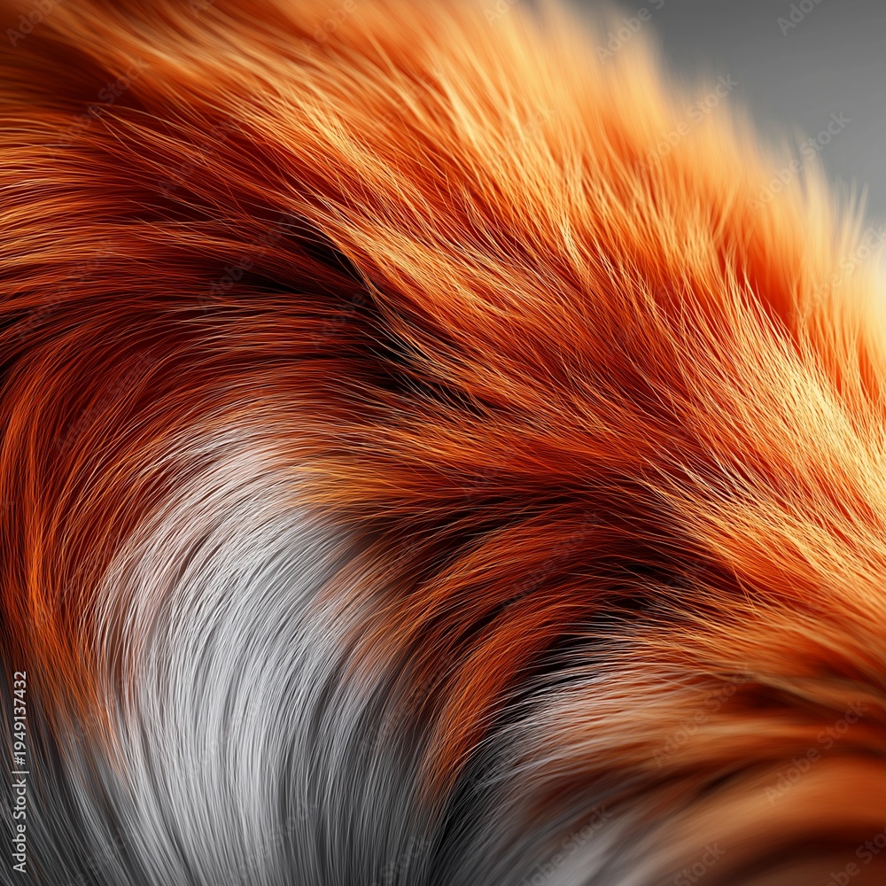 Obraz premium Nahaufnahme flauschiger rotbrauner Tierfellstruktur eines Fuchs