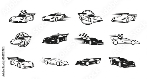 Collection of Racing Car Silhouette Vector Designs for Motorsport Enthusiasts.