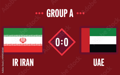 Football Match Score 0-0 Iran vs UAE Group A Sports Event
