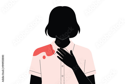 Red Shirt Stain Discomfort, health concern concept