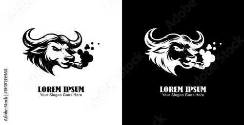 The logo design is in the form of a buffalo head smoking a cigar