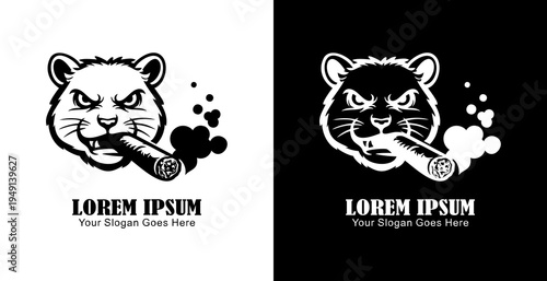 The logo design is in the shape of a hamster's head smoking a cigar