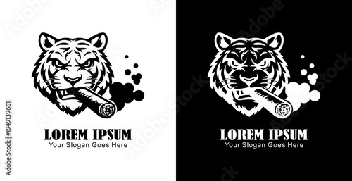 The logo design is in the shape of a tiger's head smoking a cigar