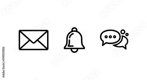 Email, Notification, and Chat Bubble Icons