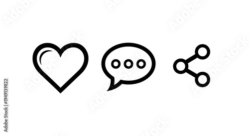 Social Media Icons Like, Comment, Share