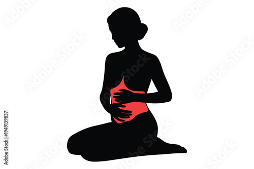Abdominal Pain Woman, health awareness concept