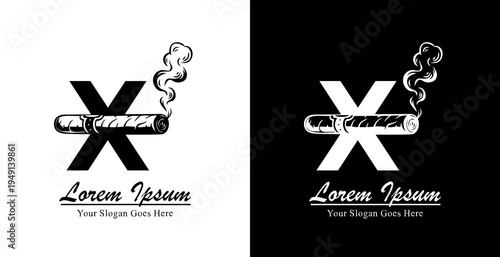 X letter logo design combined with a cigar