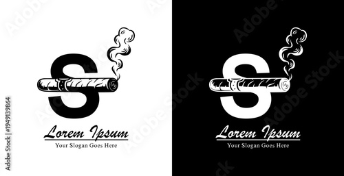 S letter logo design combined with a cigar