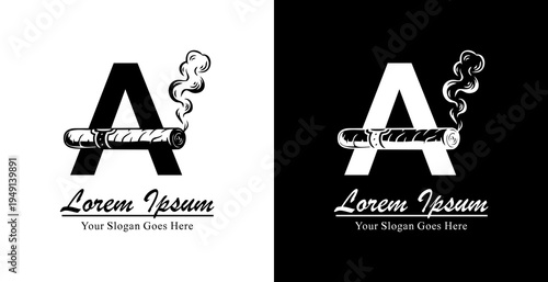Letter A logo design combined with a cigar