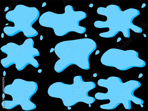 Water drop collection set. Illustrations of water droplets in various shapes.