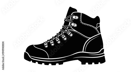 Black Hiking Boot with Laces.