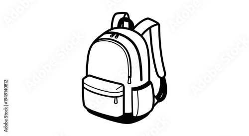 Black and white backpack illustration.