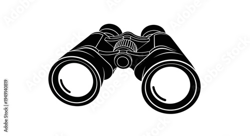 Black and white binoculars illustration.