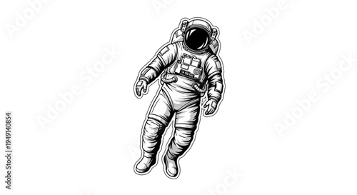 Astronaut in Space Suit Floating.