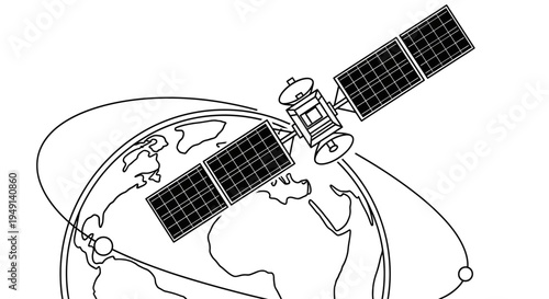 Satellite in Space Orbiting Earth.