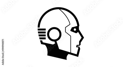 Robot head with futuristic design.