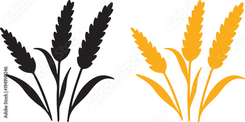 wheat grain black yellow icon set vector illustration design art