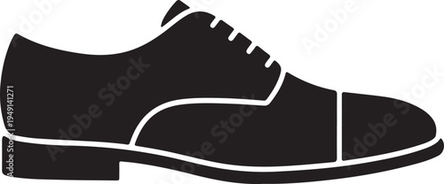 Cap toe shoes icon in silhouette on white background.