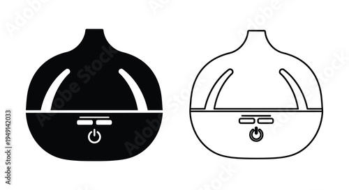 Two essential oil diffusers one black and one white in a distinct silhouette