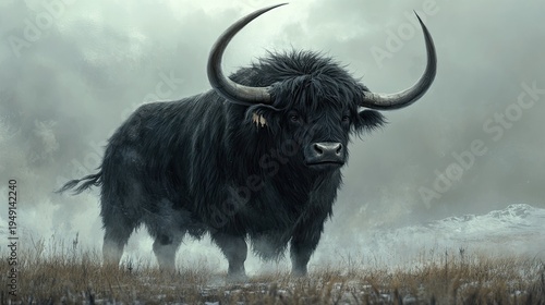 Wallpaper Mural Majestic Highland Cow Surrounded by Mist in a Dramatic Landscape Torontodigital.ca