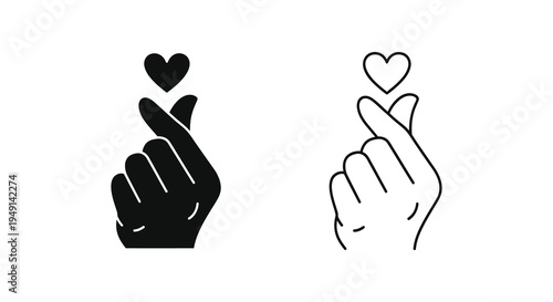 Two hands forming heart shapes with fingers a minimalist illustration silhouette