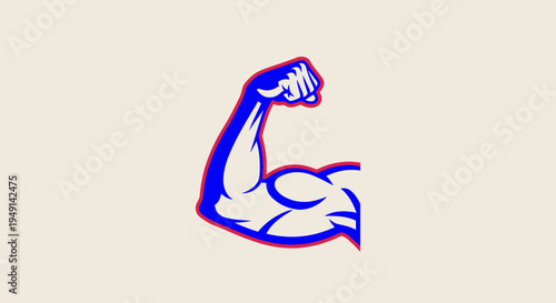 Muscular arm flexing bicep muscle logo illustration