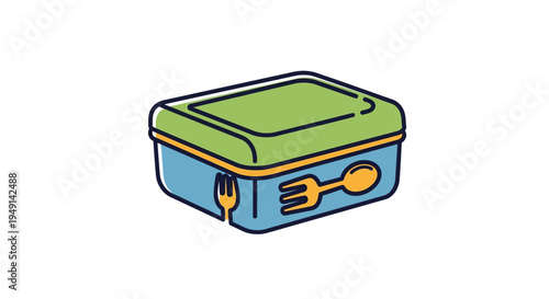 Colorful lunch box icon illustration for meal prep or food storage.