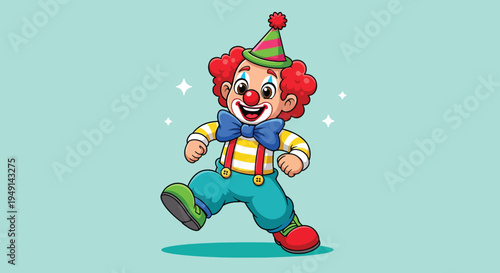 Happy Clown Character Cartoon Illustration.