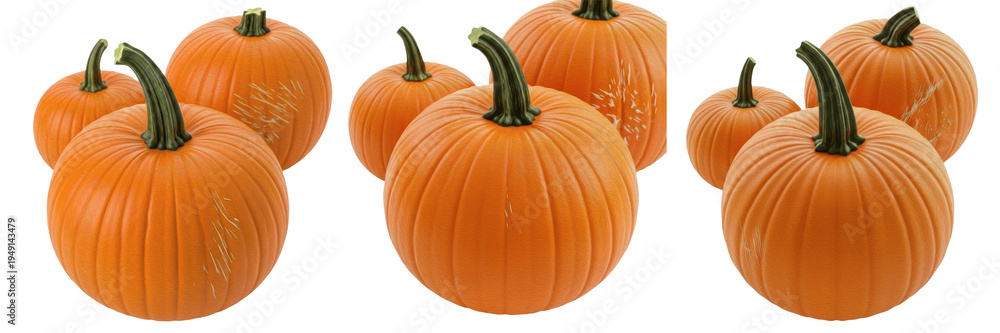 Obraz premium Ripe orange pumpkins isolated on white background