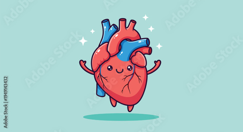 Happy Human Heart Cartoon Character.