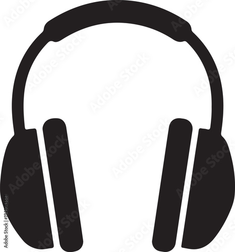  Ear protection icon in silhouette on white background.