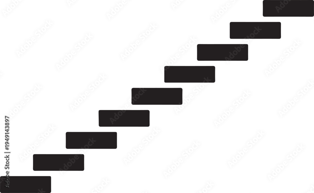 Obraz premium Floating Staircase icon in silhouette on white background۔