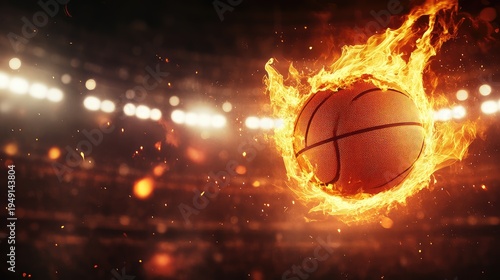Wallpaper Mural Flaming Basketball in Action with Dramatic Background Effects Torontodigital.ca