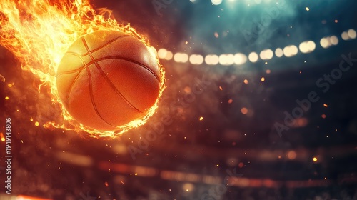 Wallpaper Mural Flaming Basketball in Motion with Dramatic Lighting Effects Torontodigital.ca
