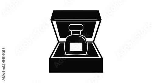 Elegant perfume bottle displayed in an open jewelry box a striking silhouette