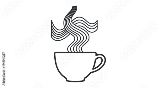 Steaming Cup of Drink: An elegant monochrome illustration of a cup, with delicate, swirling steam rising upwards, conveying a sense of warmth and comfort.