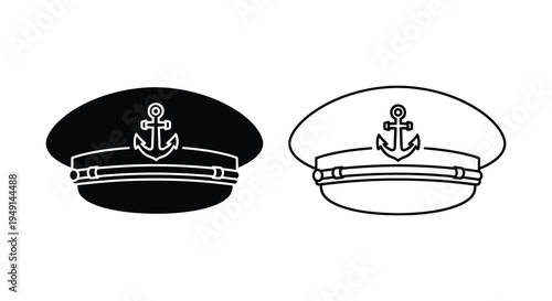 Two captain s hats one solid black and one outline a distinct silhouette