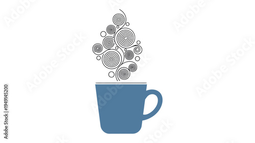Steaming cup of coffee illustration: A minimalist illustration captures the essence of a steaming cup of coffee, perfect for projects related to beverages or relaxation.